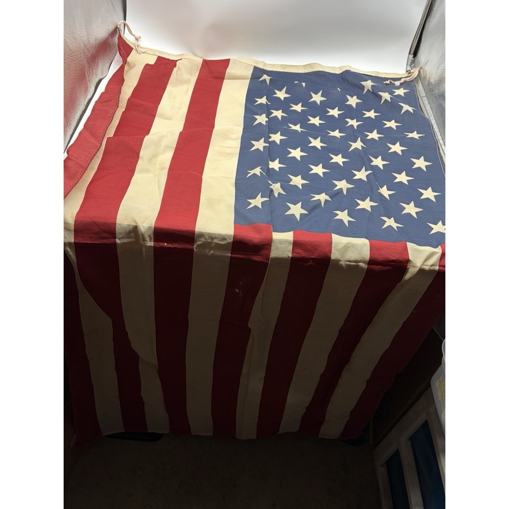 US Flag 50 Star Vintage Defiance Made by Annin & CO Cotton  33x 62